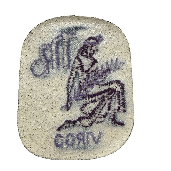 Vintage Rumper Stitcher Embroidered Sew Iron On Patch Astrology Virgo Purple Den - Picture 3 of 4